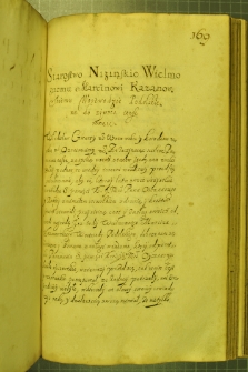 Dokument, w którym Władysław IV nadaje Marcjanowi Kazanowskiemu starostwo niżyńskie w ziemi siewierskiej za zasługi wojenne, Warszawa 8 II 1633 r.