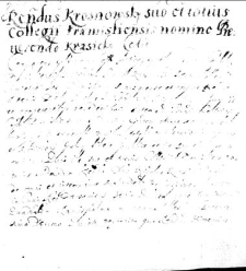 Reverendus Krosnowsky suo et torius Collegii Pramisliensis nomine Reverendo Krasicky cedit