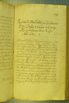 Dokument, w którym Władysław IV odnawia inwestyturę na Księstwo Pruskie dla Jerzego Wilhelma Hohenzollerna, Kraków 21 III 1633 r.