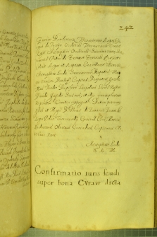 Dokument, w którym Władysław IV zatwierdza prawo dziedziczne do dóbr Curau, nadanie przez księcia pomorskiego Bogusława XIV w 1631 r. Maciejowi Borkowi, Kraków 21 III 1633 r.