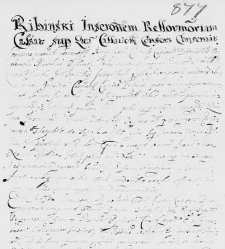 Ribinski inscriptionem refformatoriam cassat super qua cassatiom censores consenvit