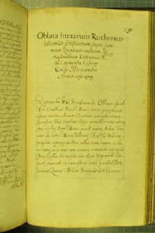 Oblata listu zastawnego z 1567 wydanego w Tyczynie, na mocy którego Aleksander Hihczy, wojski mielnicki, otrzymuje 4 tyś. kup litewskich na starostwie lucyńskim, Warszawa 5 VI 1629 r.