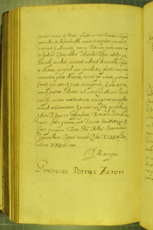 Dokument, w którym Piotr Żeroński, cześnik nadworny ustanawia plenipotentów: Wojciecha Pęgowskiego i Tomasza Pęcherzewskiego, Warszawa 20 IX 1629 r.