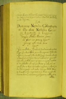 Dokument, w którym Krzysztof Leżeński, donuje bratu Marianowi dobra dziedziczne w mieście Głowaczowie oraz wsie Leżenice i Chodkowa (powiat warecki), Warszawa 12 VI 1630 r.