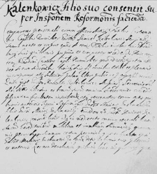 Kalenkowicz Filio suo consentit super iscriptionem reformationis faciendam
