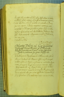 Oblata dekretu sądu asesorskiego, w Warszawie 6 VII 1630 r., w sprawie niezapłacenia podatku przez Marcina Tauffla, kupca wrocławskiego, Warszawa 14 III 1633 r.