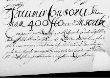 Tatumir consorti summam 400 florenorum inscribit