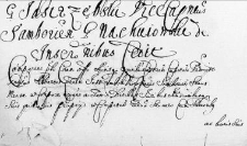 G[enerosi] Jastrzębski Vicecapitaneus Samboriensi G[enrosum] Nachuiowskie de inscriptionibus cedit