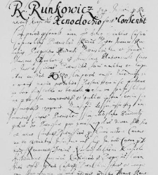 R. Runkowicz suer inscriptionem Reverendus Krasicki Xenochodio facto consentit