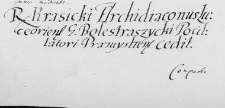 R. Krasicki Archidiaconus Luceoriensis G. Bolestraszycki Pocilatori Praemisliensi cedit
