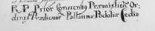 R.P. Prior Conventus Praemisliensi Ordinis Praedicarotum Pallatinae cedit