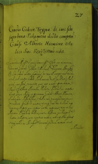 Dokumenty umieszczone w Metryce Koronnej z dnia 16 lutego 1629 r.