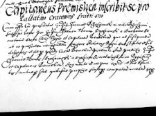 Capitaneus Premislien inscribit se pro pallatino Cracovien fratrii suo