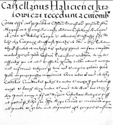 Castellanus Halicien[sis] et Krasowsczi recedunt a cittonib[us]