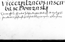 Vicecapitaneus inscribit se Domansky