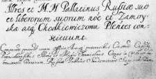 Illustres M. M. Pallatinus Russiae suo et Liberorum suorum nomine et Zamoyska atque Chodkiewiczowa plenipotentes constituunt