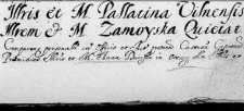 Illustris et M. Pallatina Vilnensis Illustrem et M. Zamoyska quietat