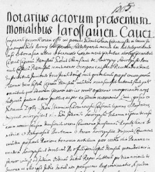 Notarius actorum praesentum Monialibus Jasorlvien cavet