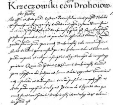 Krzeczowski con[tra] Drohoiowski prottr