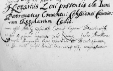 Notarius Loci Praesentis de Iure Patronatus Conventui Calissiensi Canonicorum Regularium cedit