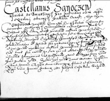 Castellanus Sanocien inscribit se Borathinsky sucribus olim mgci Nicolay Odnowsky pallati Czar, et copia