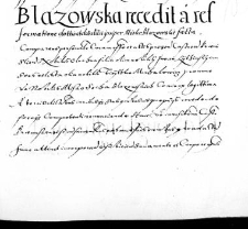 Blazowska recedit a refromatione dottis et dotalitu ipsi per Misko Blazowski facta
