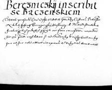 Berezniczky inscribit se Baczenskim