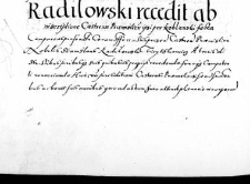 Radilowski recedit ab inscriptione Castrensi Praemisliensi ipsi per Koblanski facta