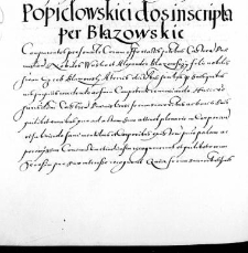 Popielowskiei dos inscripta per Blazowskie