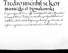 Fredro inscribit se Kormaniczki et Symakowski