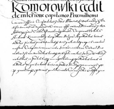 Komorowski cedit de inscriptione Capitaneo Praemisliensi