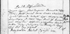 Zapis obligacyjny uczyniony przez Michała Ogińskiego wojewodę wileńskiego na rzecz zakonu jezuitów misi łuczajskiej reprezentowanych przez rektora Kazimierza Wozgirda, Wilno 24 maja 1766 r.