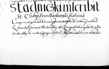 Stadniczki inscribit se Christophero Stadniczki fratri suo