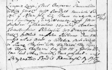 Zapis kwitacyjny uczyniony przez Benedykta Kamińskiego na rzecz Michała i Kazimierza Ogińskich oraz Brzostowskiemu podskarbiemu Wielkiego Księstwa Litewskiego, Wilno 11 września 1766 r.