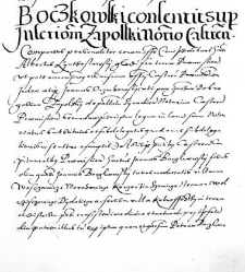 Boczkowski consentit super inscriptionem Zapolski Notario Cesternsi