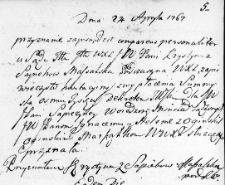 Zapis kwitacyjny uczyniony przez Krystynę Massalską na rzecz Ignacego i Heleny Ogińskich, Nowogródek 24 kwietnia 1767 r.