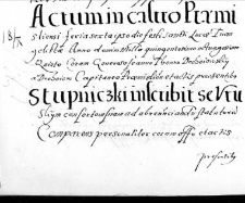 Stupniczki inscribit se Uruskym con fratrem ad abrenunciandum statutorum