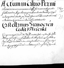 Castellanus Szanoczensis cedit Ustriczki