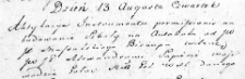 Zapis aktu na budowę szkoły na Antakole uczyniony przez Massalskiego biskupa wileńskiego na rzecz Aleksandra Sapiehy wojewody połockiego, Lida 13 sierpnia 1767 r.