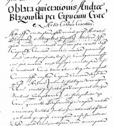 Oblata quietationis Andree Blazowski per Capitaneum Cracoviensi ex Actis Castren Cracoviensi