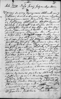 Zapis w protokole dekretowym trybunału Wielkiego Księstwa Litewskiego dotyczący sporu między Zygmuntem i Elżbietą Filrykowskim i Bogusławem Tomaszewskim, Wilno 11 czerwca 1770 r.