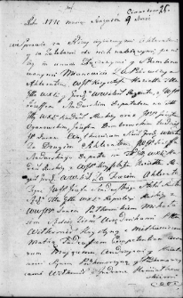 Zapis w protokole dekretowym trybunału Wielkiego Księstwa Litewskiego dotyczący sporu między Krzysztofem Koziełło a Józefem Szadurskim, Wilno 4 sierpnia 1770 r.