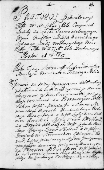Zapis w protokole dekretowym trybunału Wielkiego Księstwa Litewskiego dotyczący sporu między Dominikiem Siemieńskim kanonikiem kruszwickim i proboszczem różańskim a Ludwikiem Antonim Brońskim sędzią ziemskim słonimskim, Wilno 3 listopada 1770 r.