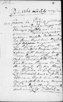 Zapis w protokole dekretowym kadencji wileńskiej dotyczący sporu między Antonim Białozorem a Antonim Uwoyną, Wilno 8 lipca 1768 r.