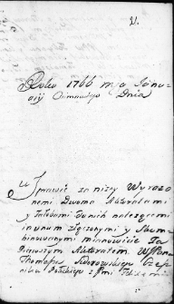 Zapis w protokole dekretowym trybunału Wielkiego Księstwa Litewskiego dotyczący sporu o dobra ziemski Szarniew leżące w powiecie orszańskim między Tomaszem Sidorowskim cześnikiem połockim a Feliksem i Konstancją z Sidorowskich Siedmigrodzkich, Wilno 18 stycznia 1766 r.