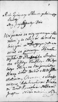 Zapis w protokole dekretowym kadencji wileńskiej dotyczący sporu między Franciszkiem Straszewiczem sędzią grodzkim upickim a Felicjanem Żmijewskim pisarzem grodzkim wileńskim, Wilno 16 czerwca 1766 r.