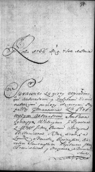 Zapis w protokole dekretowym kadencji wileńskiej dotyczący sporu między Ignacym Walerianem Giedyminem a Karolem Janczewskim, Wilno 1 września 1766 r.
