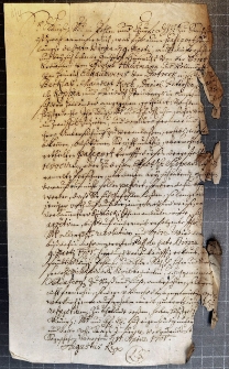 Dokument króla Augusta II Mocnego odwołujący, wystawiony przez niego w Birżach, dnia 9 marca 1701 r. paszport (glejt) dla wymienionych osób (Adolf Hautmann, Daniel Petersen i in.)