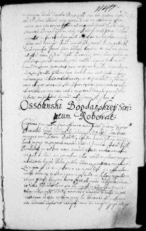 Ossolinski Bogdanowskiey Scriptum Roborat