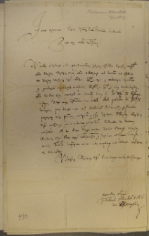 List Frederyka Alembeka do Władysława Dominika Zasławskiego, Przemyśl 2 X 1649 r.